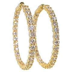 9 Carat Diamond Inside-Out Hoop Earrings in 14k Yellow Gold