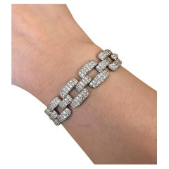 9 Carat Diamond Link Bracelet in 18k White Gold 7.75 inches