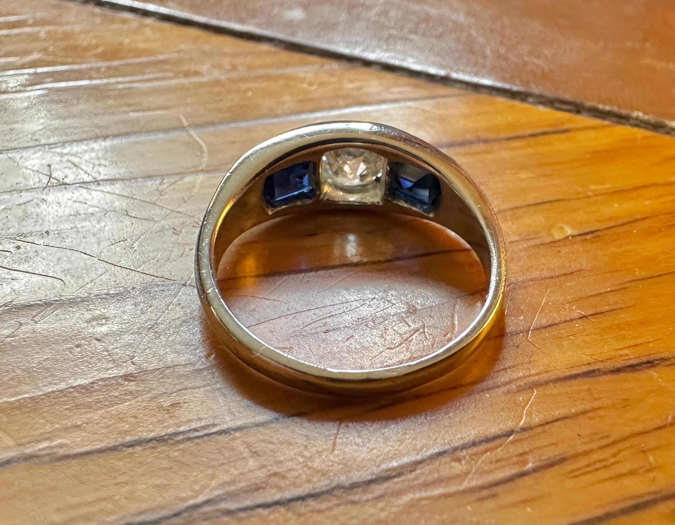 .9 Quilates Diamante Corte Princesa Zafiro Anillo de Compromiso en Platino Art Decó en venta 4