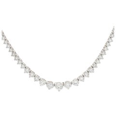 9 Carat Diamond Tennis Riviere Necklace 18K White Gold