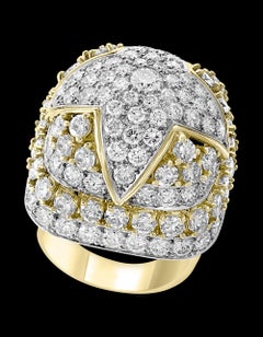 9 Carat Diamonds VS Quality Dome Shape Cocktail Platinum and Gold Ring Estate