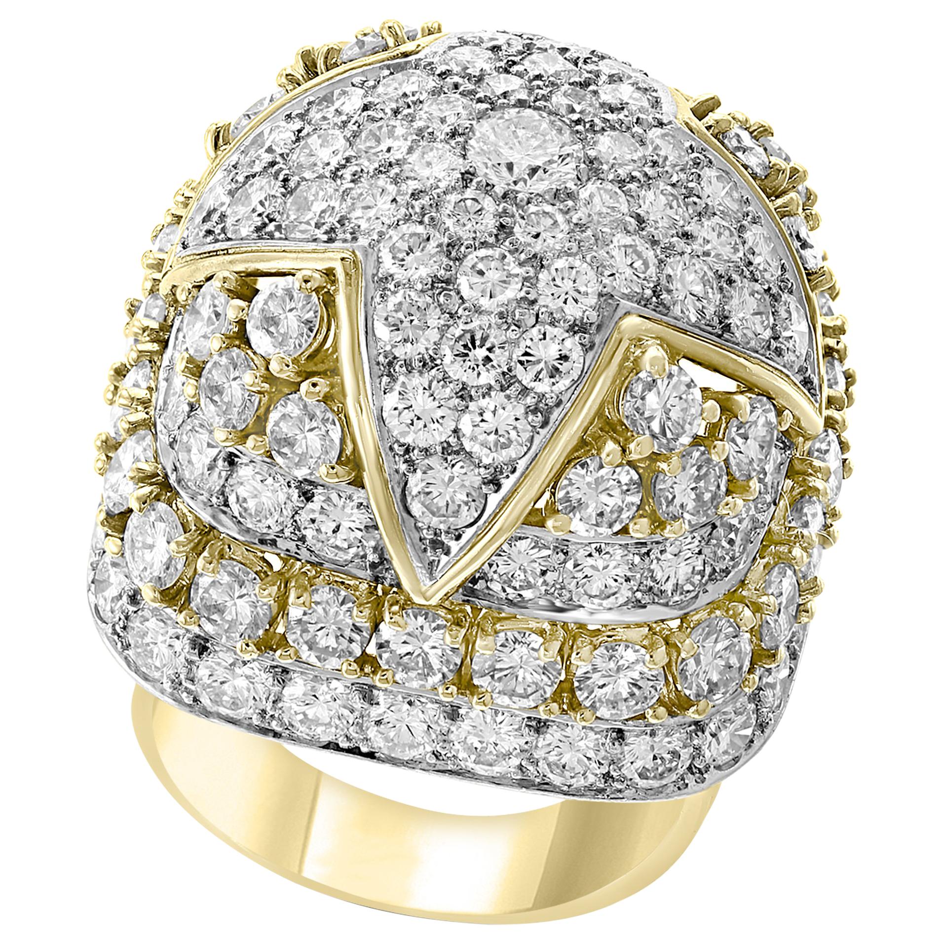9 Carat Diamonds VS Quality Dome Shape Cocktail Platinum and Gold Ring Estate