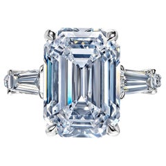 9 Carat Emerald Cut Diamond Engagement Ring GIA Certified D VVS2