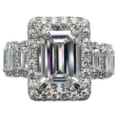 9 Carat Emerald Cut Diamond Engagement Ring IGI Certified
