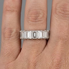 9 Carat Emerald Cut Diamond Eternity Anniversary Band in Platinum
