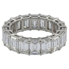 9 Carat Emerald Cut Diamond Eternity Anniversary Band in Platinum