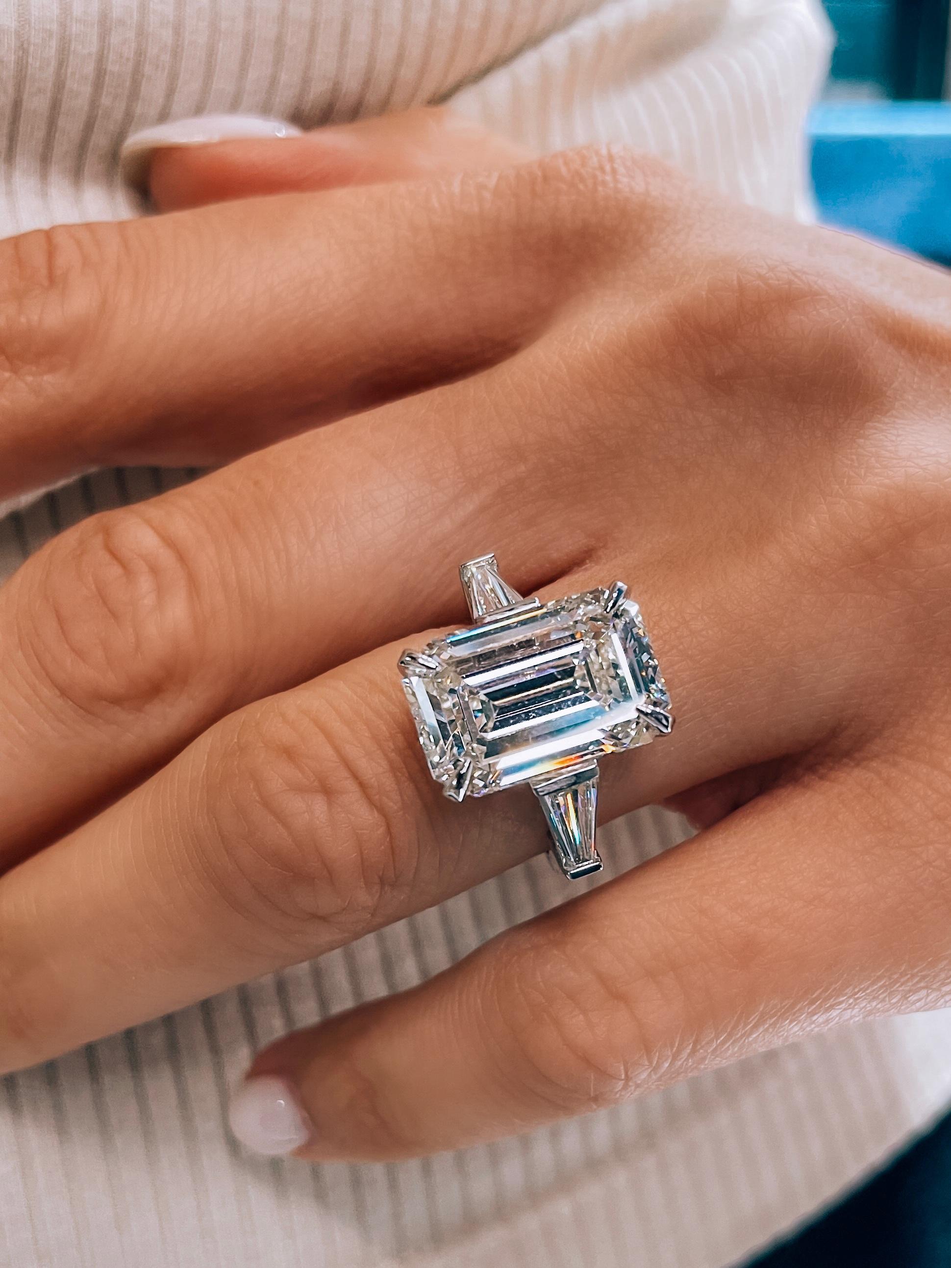 9 Carat Emerald Cut Diamond I-VS2 GIA Engagement Ring 1