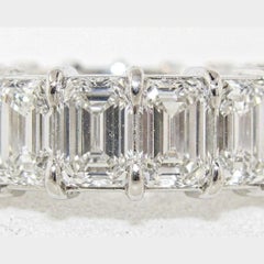 9 Carat Emerald Cut Diamond Platinum Eternity Band