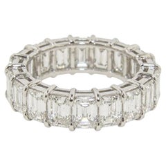 9 Carat Emerald Cut Diamond Platinum Eternity Band