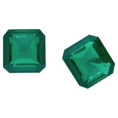 9 Carat Emerald Cut Vivid Green Emerald Earrings