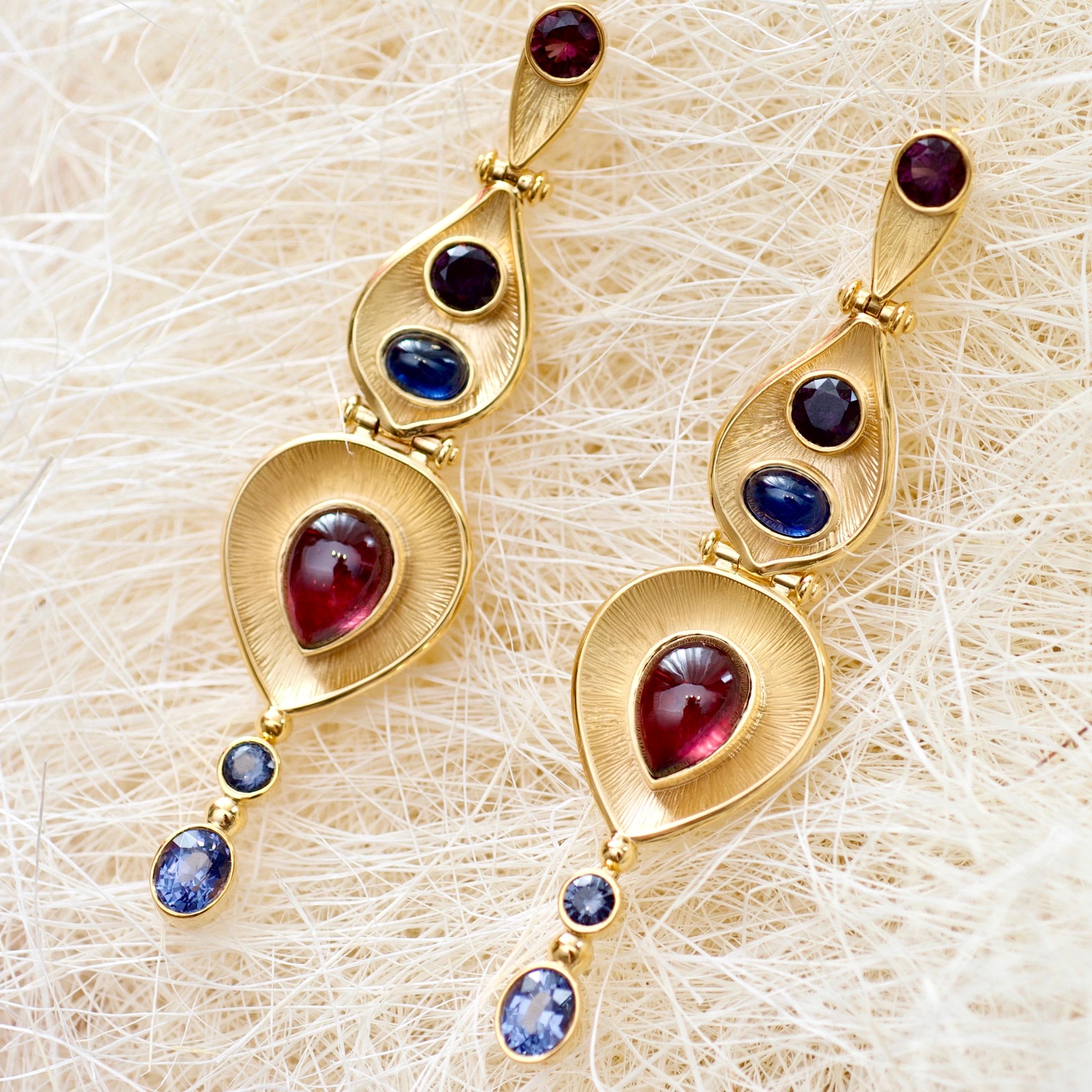 Egyptian Inspired Turquoise Garnet Earring***.