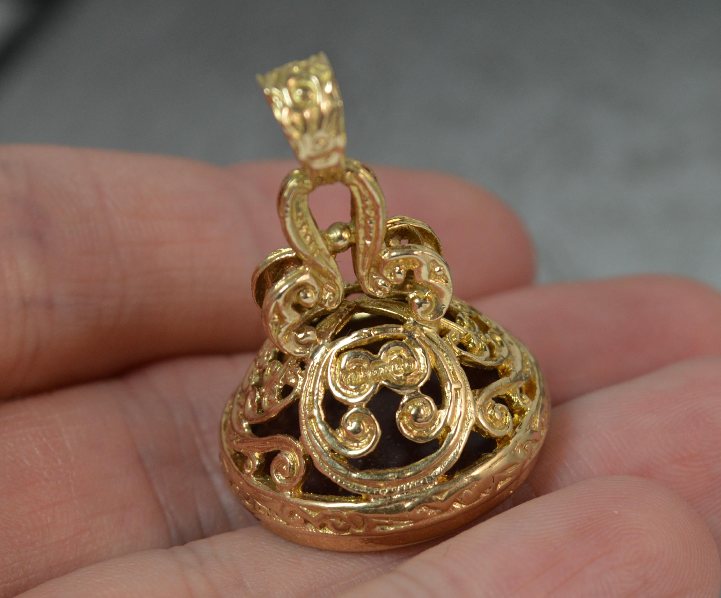 Victorian 9 Carat Gold and Carnelian Intaglio Fob Seal Pendant