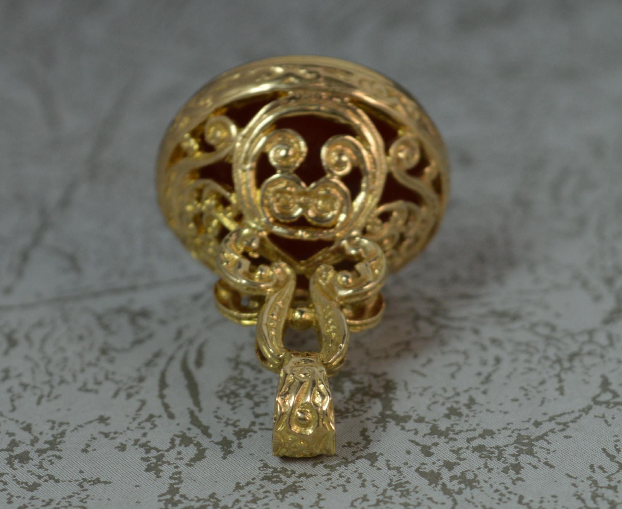 9 Carat Gold and Carnelian Intaglio Fob Seal Pendant 2
