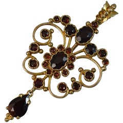 9 Carat Gold and Garnet Pendant of Victorian Design
