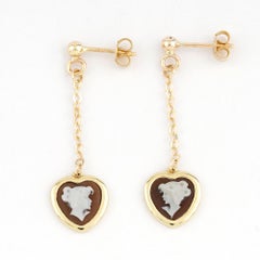 9 Carat Gold Beaded Earrings with Sea Shell Cameos