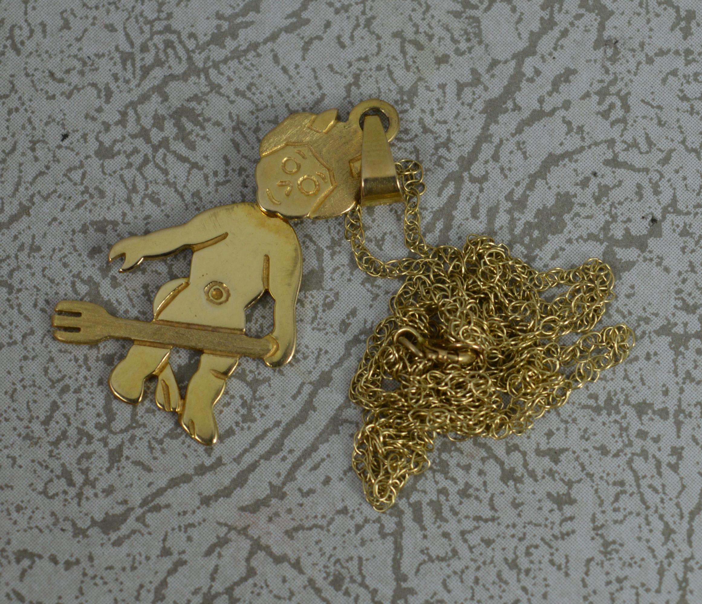 9 Carat Gold Little Devil Pendant & Chain with Swivel Head For Sale 1