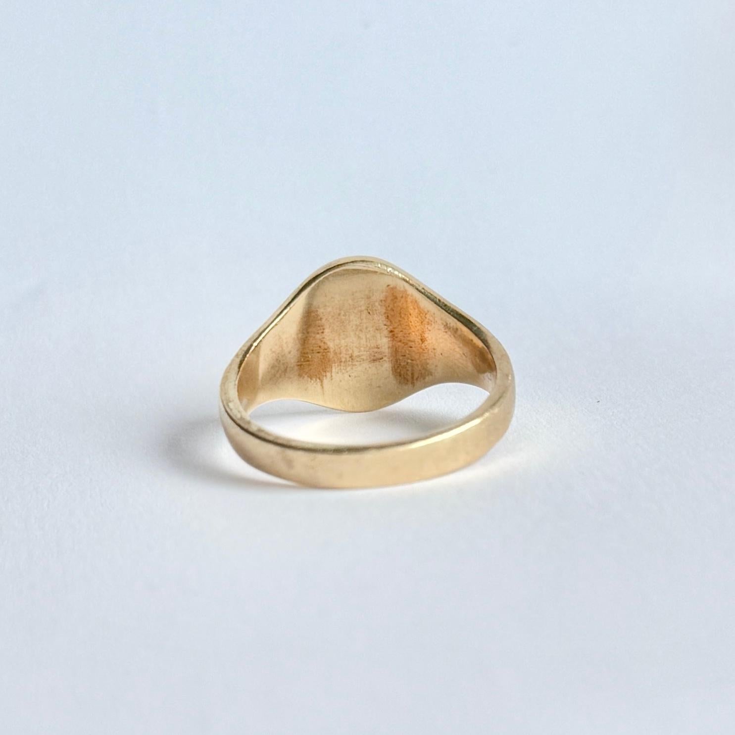 da uomo o donna Anello con sigillo in oro 9 carati con iniziali in vendita