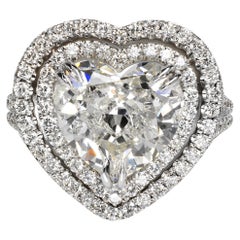 Bague de fiançailles avec diamant en forme de cœur de 9 carats certifié EGL, G VS2