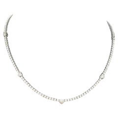 Used 9 Carat Heart Tennis Necklace in 14k Gold