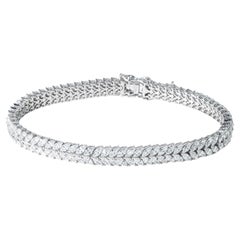Bracelet tennis en or blanc 14 carats avec diamants naturels taille marquise de 9 carats