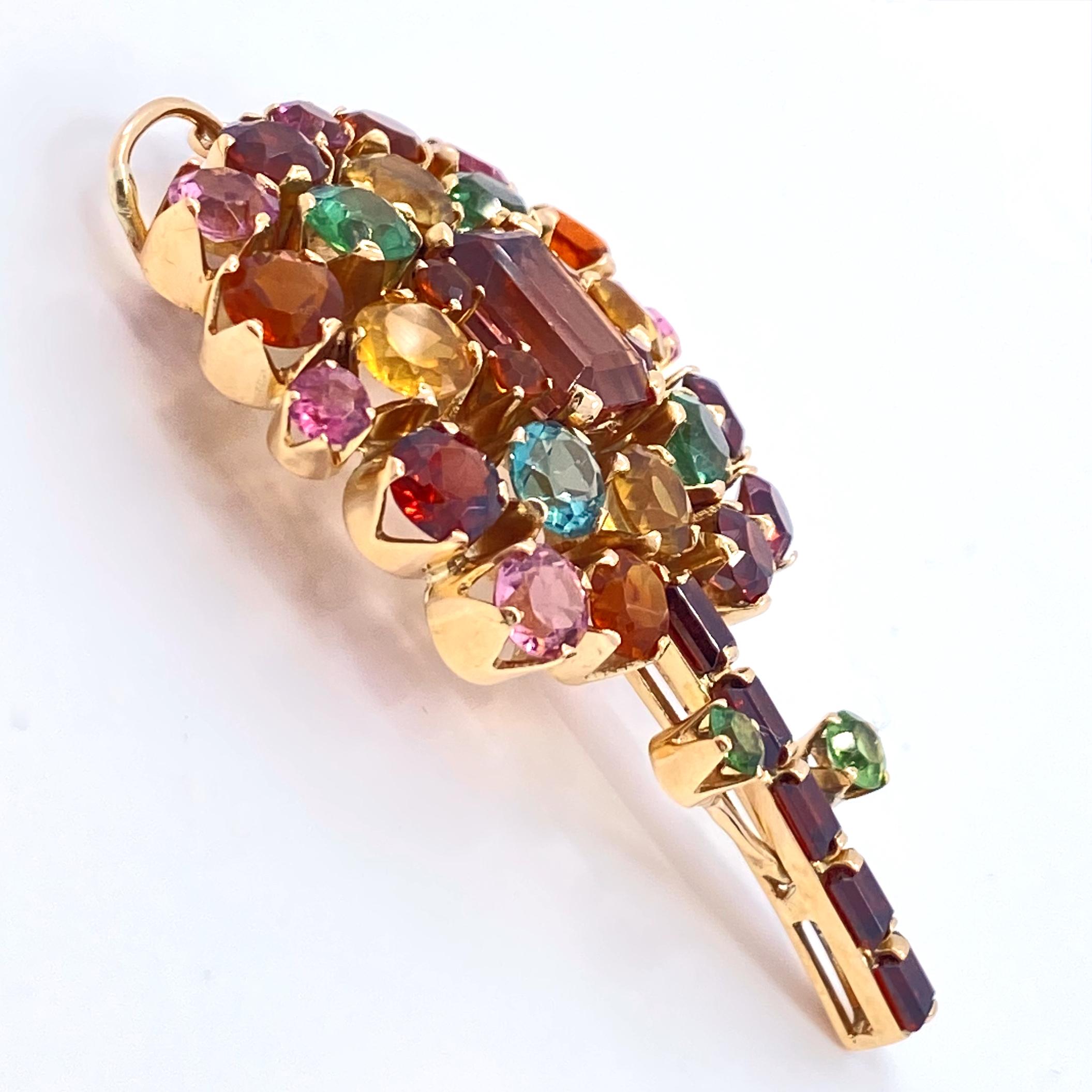 Flower Pendant in Yellow Gold with Nine Carats of Tourmaline, Garnet & Citrine For Sale 2
