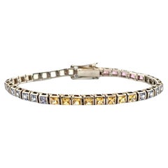 Used 9 Carat Multi Sapphire Studded Rainbow Bracelet in Silver 925