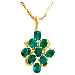 9 Carat Natural Brazil Emerald and Diamond Tennis Bracelet 14 Karat Yellow Gold