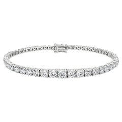 9 Carat Natural Round Cut Diamond Tennis Bracelet 4-Prong VVS1 18K White Gold