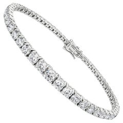 9 Carat Natural Round Cut Diamond Tennis Bracelet 4-Prong VVS1 18K White Gold