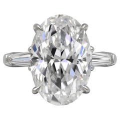9 Carat Oval Cut Diamond Engagement Ring GIA Certified E VVS2