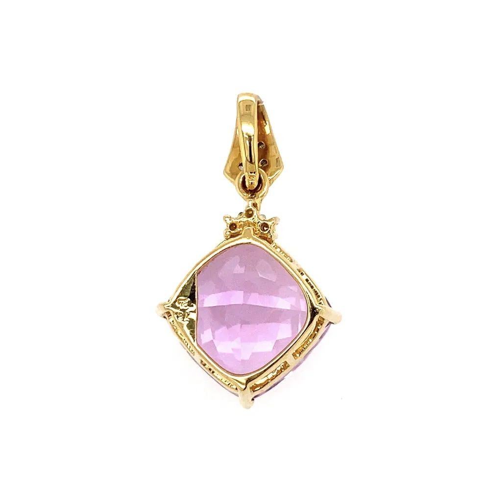 Oval Cut 9 Carat Oval Kunzite and Diamond Gold Vintage Pendant Necklace For Sale