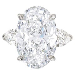 9 Carat Oval Statement Brilliant White VS 14K White Gold Radiant Diamond Ring