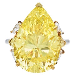 9 Carat pear Brilliant Statement Fancy Yellow 14K White Gold