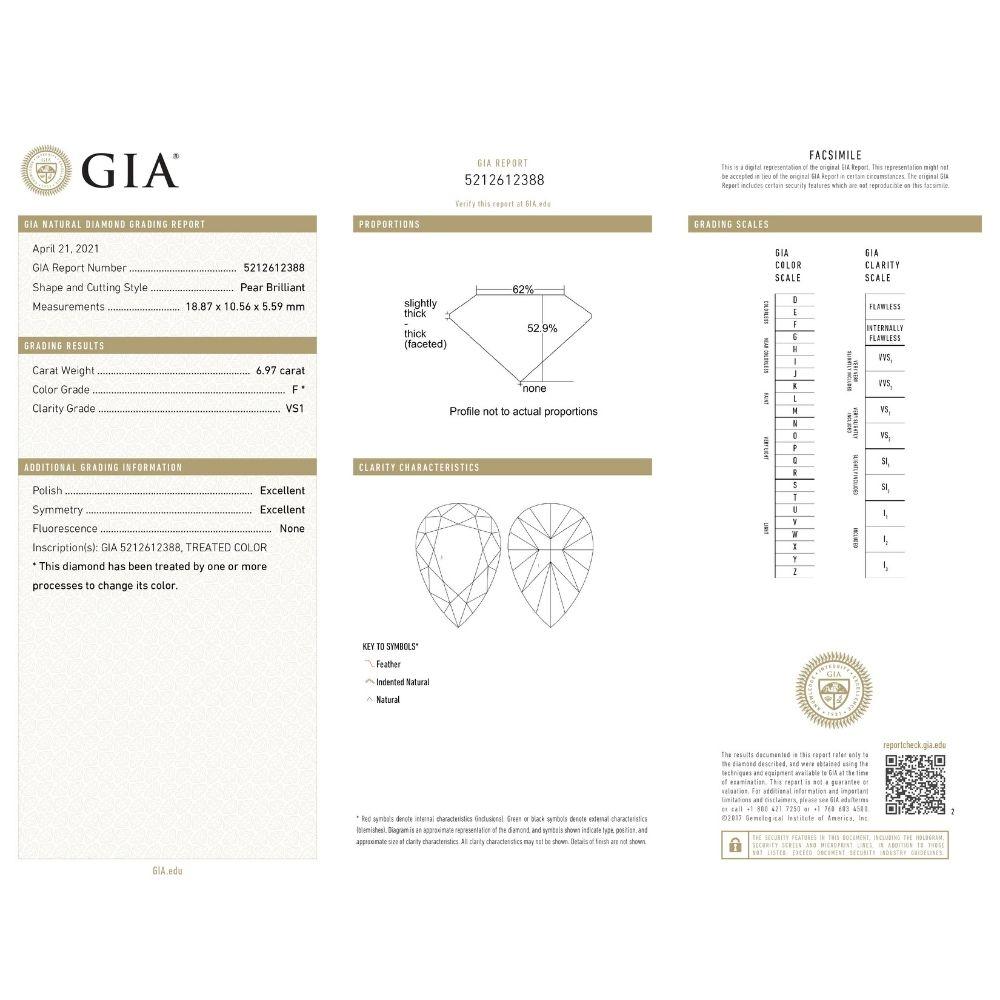 9 Karat birnenförmiger Diamant-Verlobungsring, GIA zertifiziert F VS1 (Tropfenschliff) im Angebot