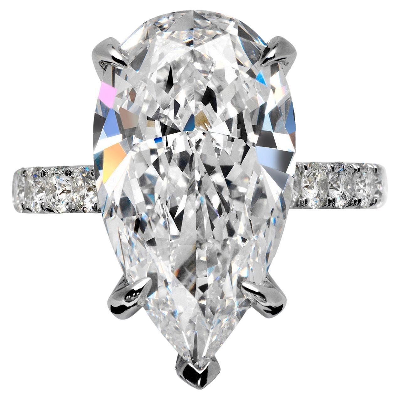 9 Carat Pear Shape Diamond Engagement Ring GIA Certified F VS1