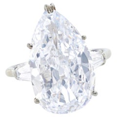 9 Carat Pear Statement Type IIa Brilliant White / D color FL/IF Diamond Ring