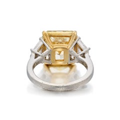 9 Carat radiant Brilliant Statement Fancy Yellow 14K White Gold Diamond Ring