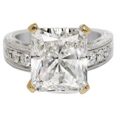 Bague de fiançailles avec diamant taille radiant de 9 carats certifié F VS
