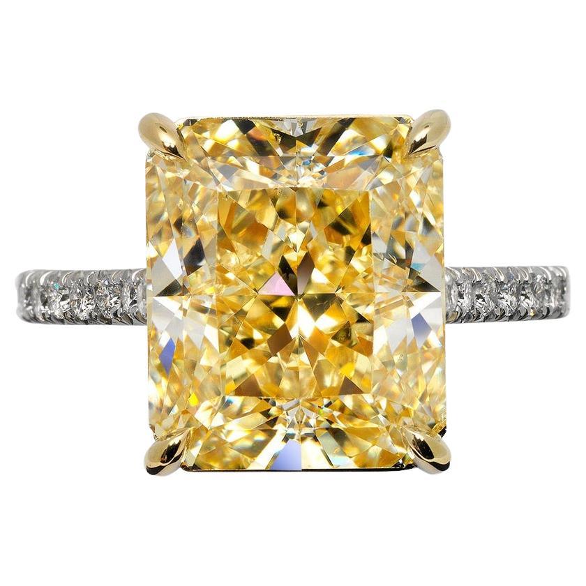Bague de fiançailles avec diamant radiant de 9 carats certifiée GIA FY SI1