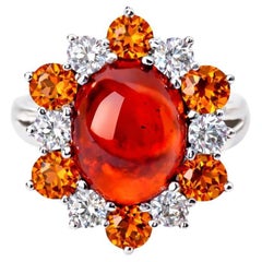 9 Carat Red Garnet Cabochon in White Gold Cocktail Ring by Alexander Leyser