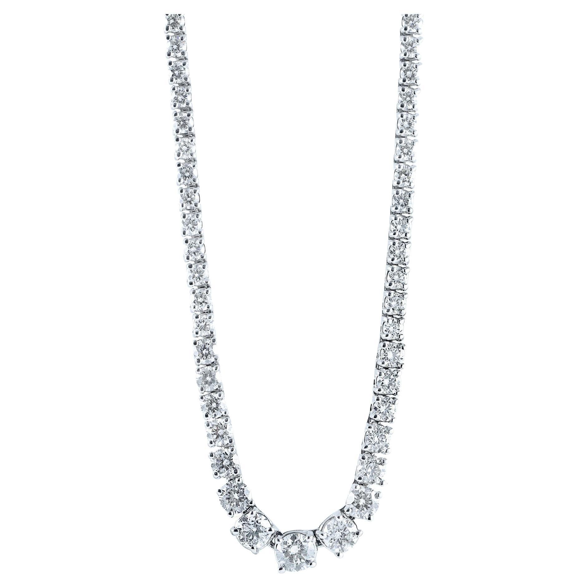Collar «tenis» de diamantes naturales Riviera de 9 quilates en oro blanco de 14K