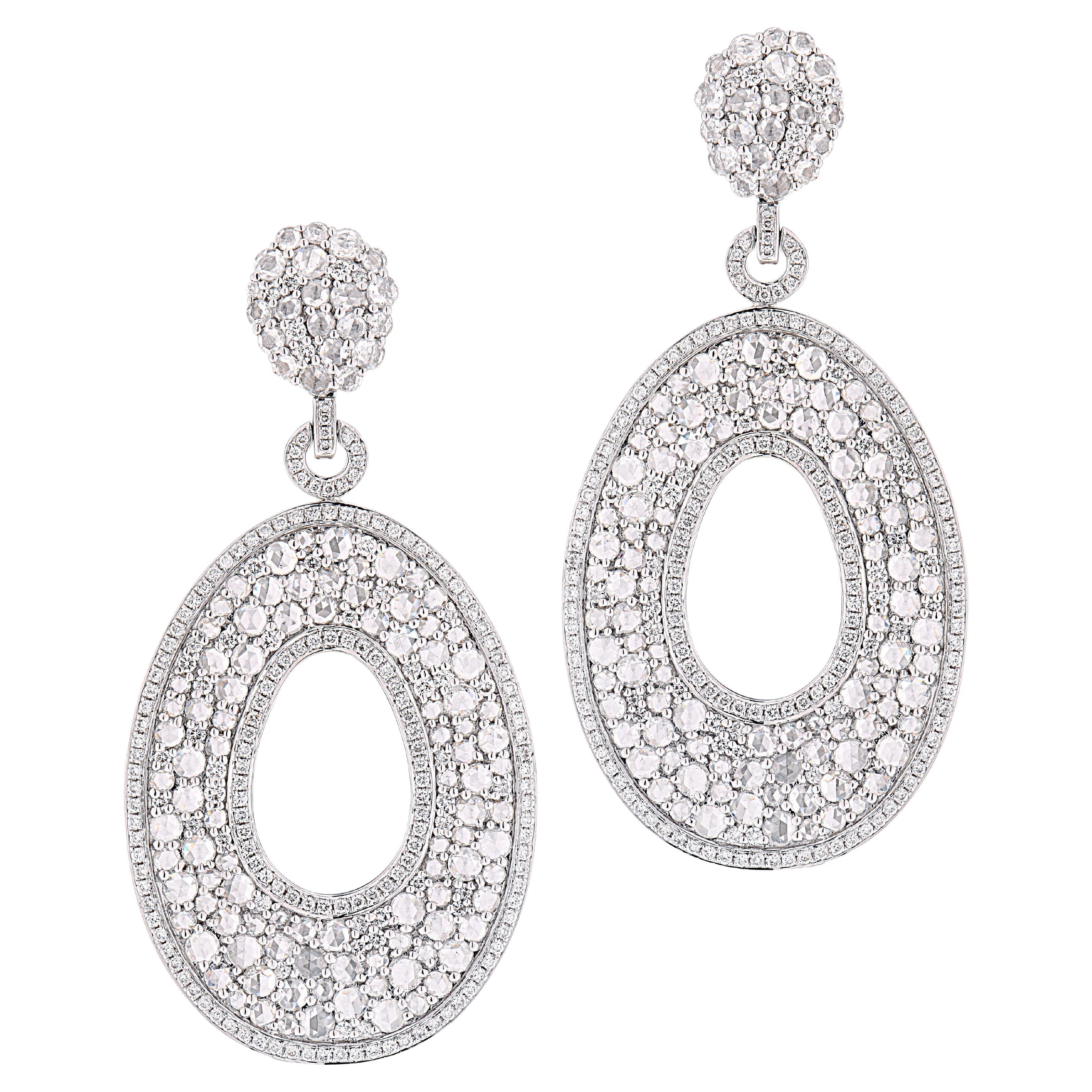 9 Carat Rose Cut Diamond Dangle Earrings