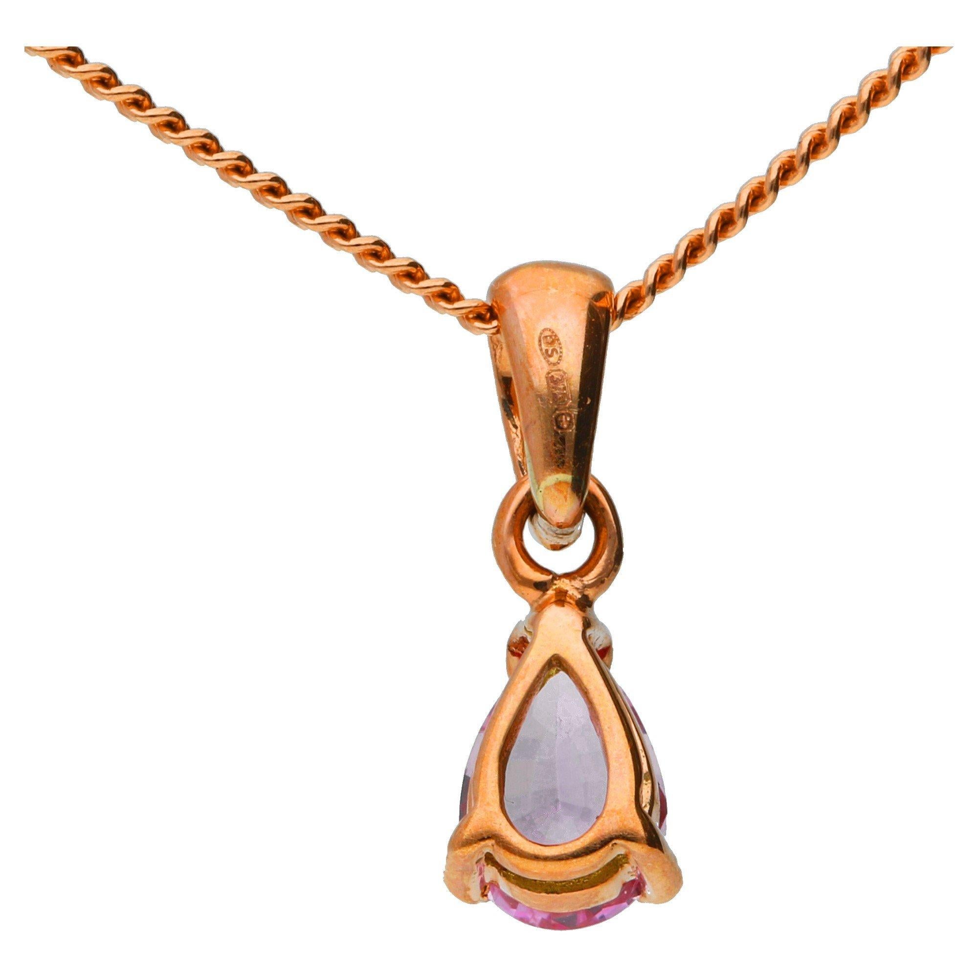 Modern 9 Carat Rose Gold 0.45 Carat Pink Sapphire Solitaire Pendant For Sale
