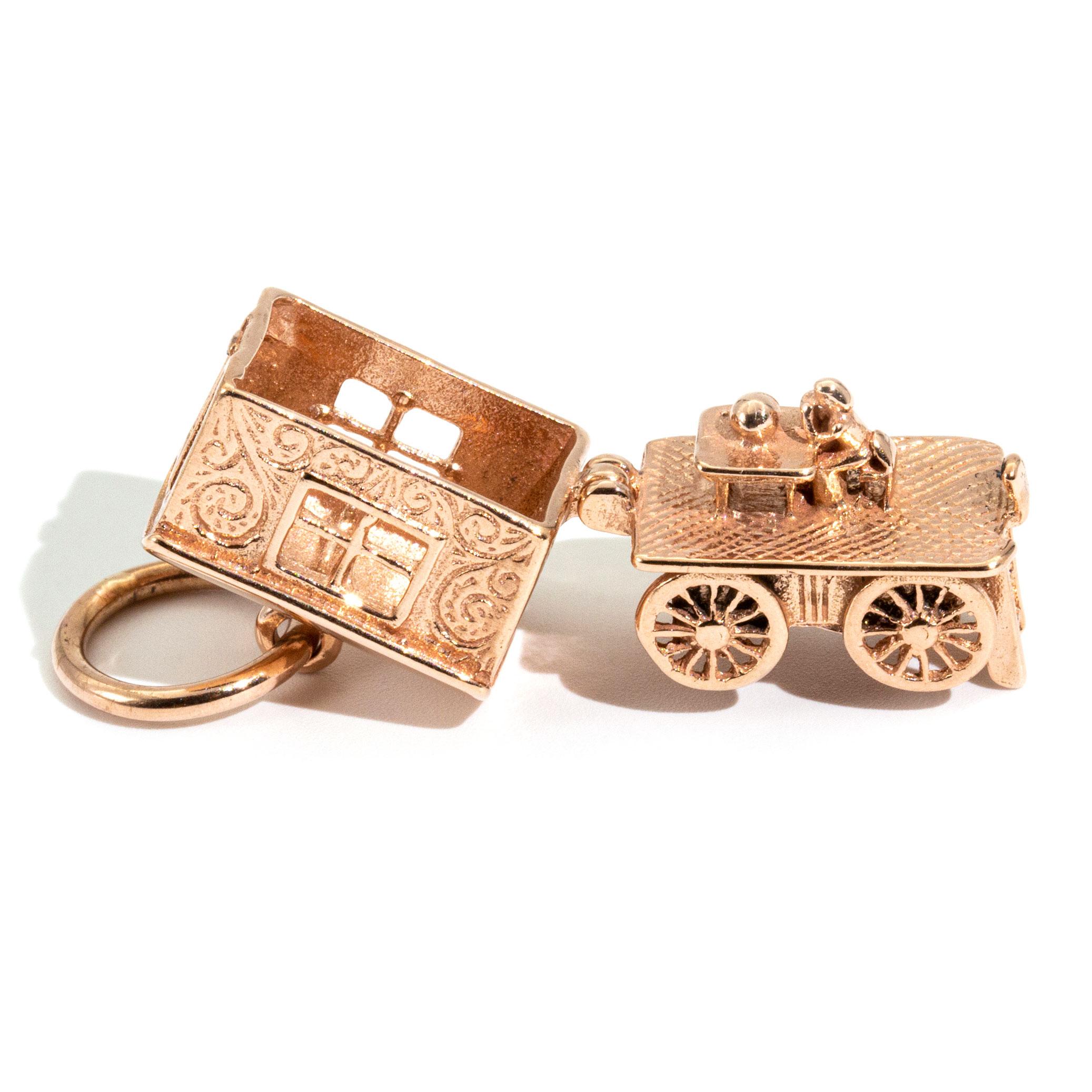 Women's or Men's 9 Carat Rose Gold Gypsy Carriage Vintage Charm or Pendant