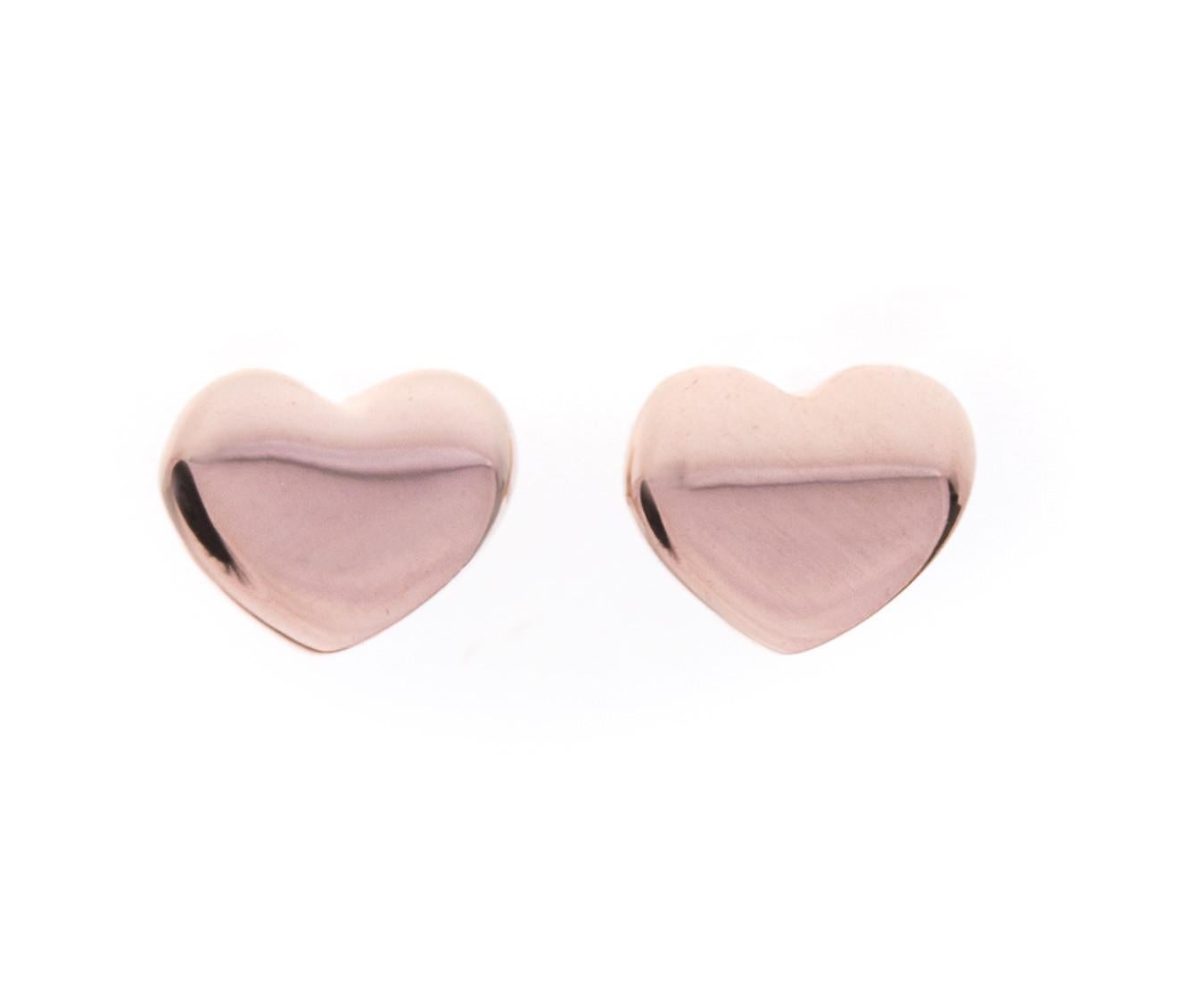 9 Carat Rose Gold Heart Pendant and Stud Earrings Set In New Condition For Sale In Birmingham, GB