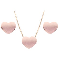 9 Carat Rose Gold Heart Pendant and Stud Earrings Set