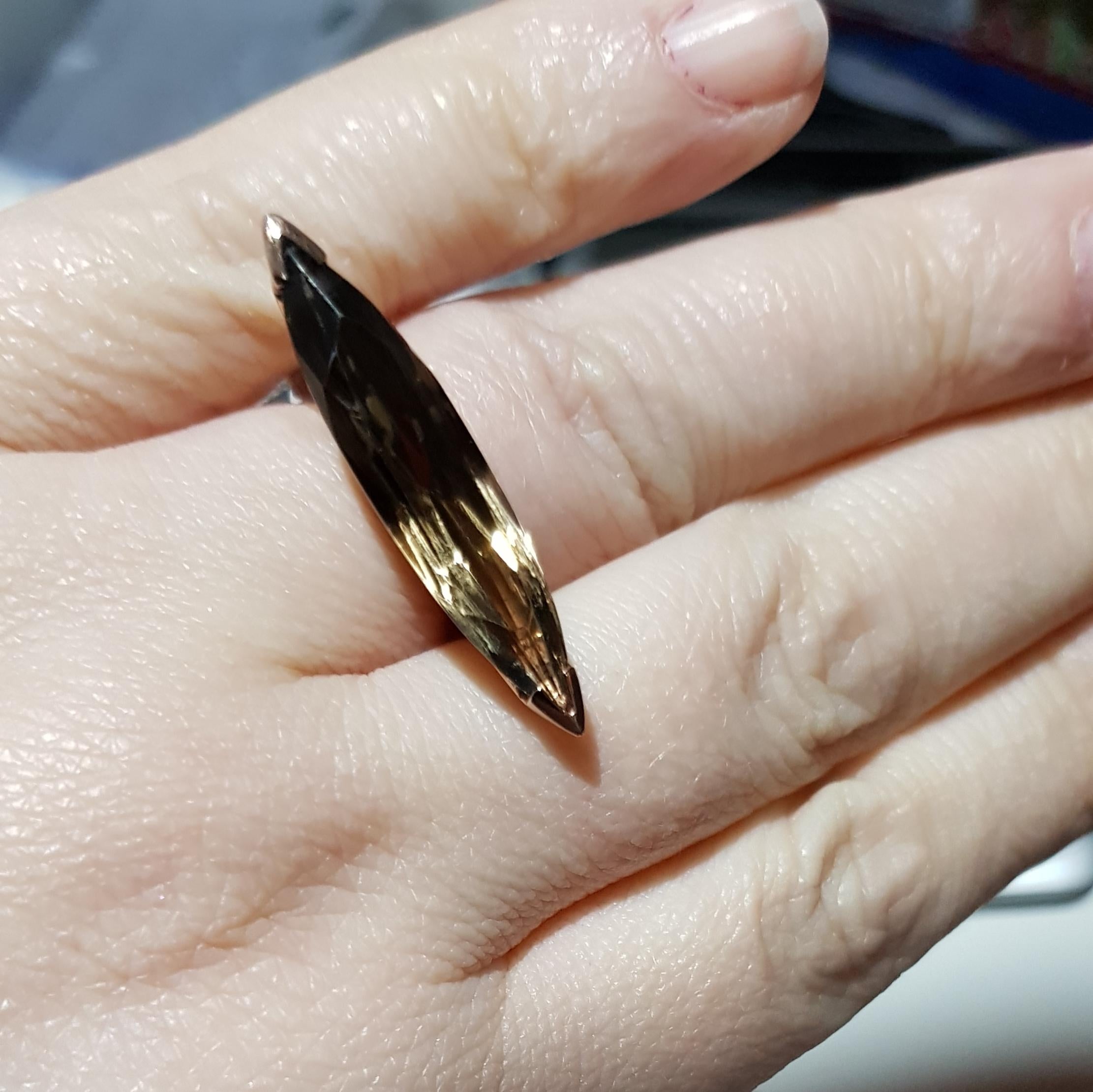 Marquise Cut 9 Carat Rose Gold Smokey Quartz Cocktail Ring For Sale