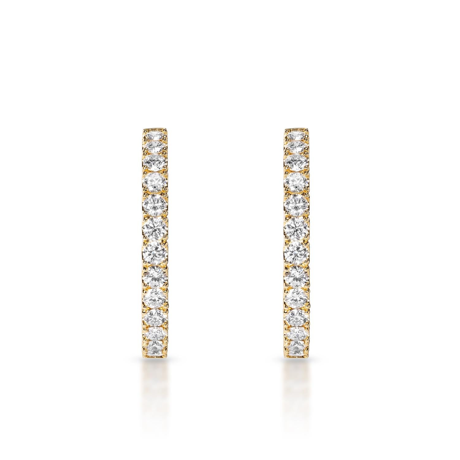 9 Karat Runder Brillant 1,5 Zoll Diamant-Reifen-Ohrringe zertifiziert (Rundschliff) im Angebot