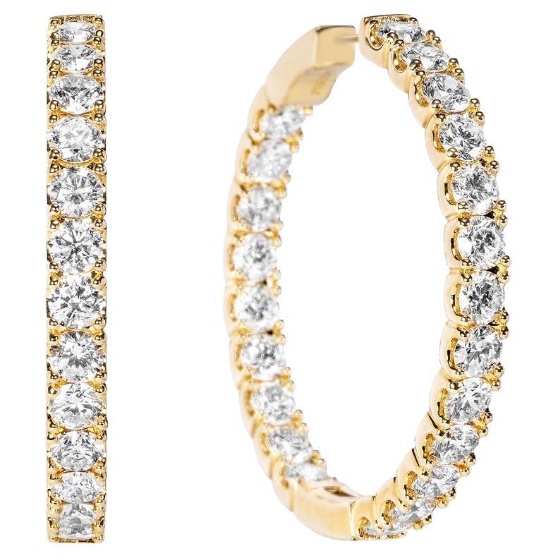 9 Karat Runder Brillant 1,5 Zoll Diamant-Reifen-Ohrringe zertifiziert im Angebot