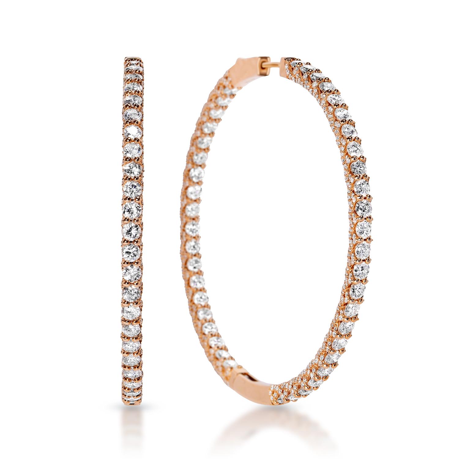 Keyla Encrusted wave 1.75 inch diameter 9 Carat Round Brilliant Diamond Hoop Earrings in 14k Rose Gold

Diamond Hoop Earrings:
Large diamond inside and out and also small Micro Pave diamonds on the sides on the prongs.


Carat Weight: 9